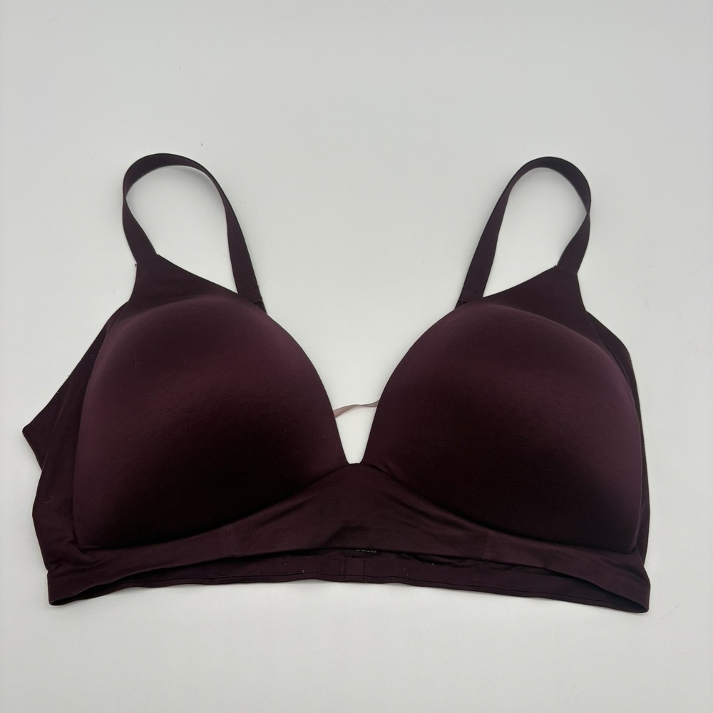 Aerie Real Sunnie Wireless Lightly Lined Bra Burgundy Plum 34DD Pullover